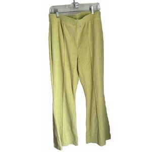 NWT AERIE Women Junior Velour Like Ribbed Lime Green Pants Bottoms Size Medium